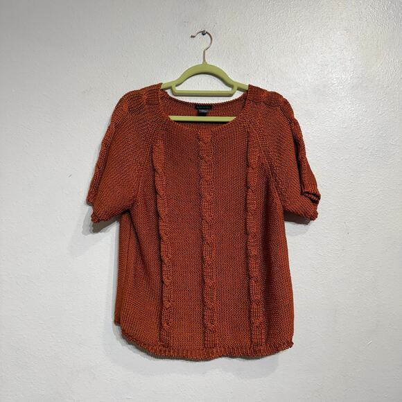 Kate Landry Orange Short Sleeve Sweater Sz XL - Picture 2 of 11